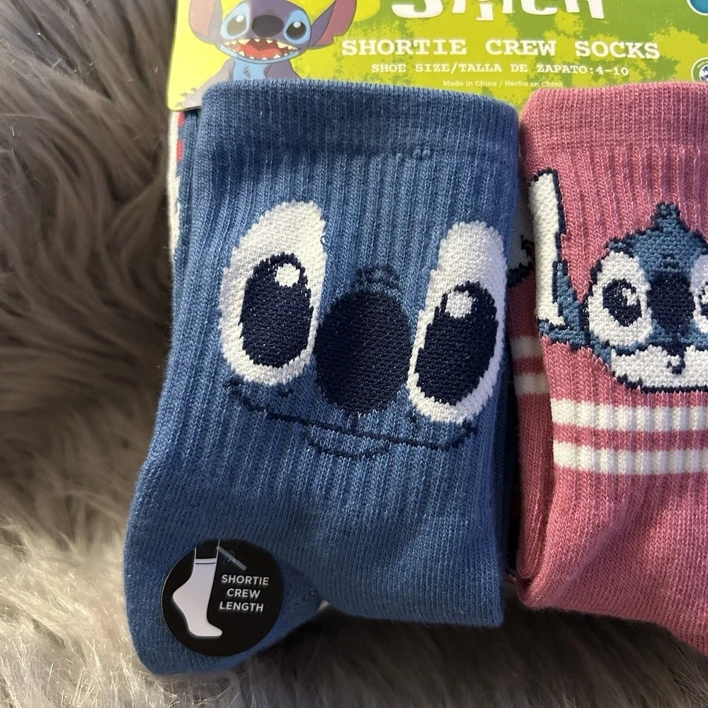 Disney Stitch Shortie Crew Socks Womens‎ Shoe Size 4-10